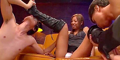 Adult Video - Japanese Babe With Black Heels Gives A Nice Footjob To A Guy Before Helping Him Cum