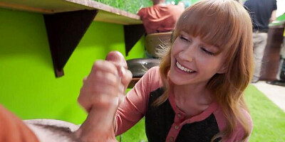 Lusty redhead chick Wynn Rider is enjoying jumping on a long boner