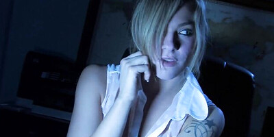 Sophisticated Dahlia Sky's brunette scene