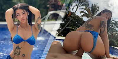 Sexy Colombian is Fucked in the Pool, She Loves Big Cock!