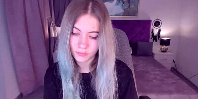 Big tits teen spreads pussy