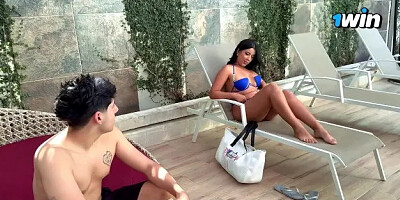 Outdoor Sex at the Edge of the Public Pool with a Argentinian Boy. Lina Henao...