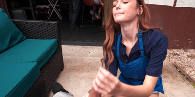 ...Della Cate gets her shaved cunt fucked good and proper...