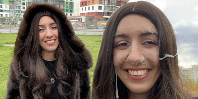 Girl in Fur Coat Thanks Guy for Helping with Broken Car and Lets Him Cum on Face