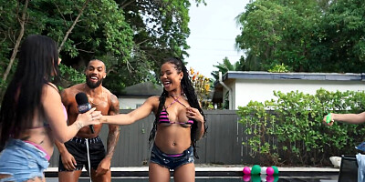 Kira Noir sees white whores sucking big black dick