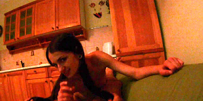 Horny couple is filming themselves while fucking int he kitchen