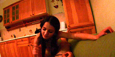 Horny couple is filming themselves while fucking int he kitchen