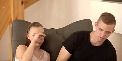 Skinny chick seduced by her boyfriend's old father