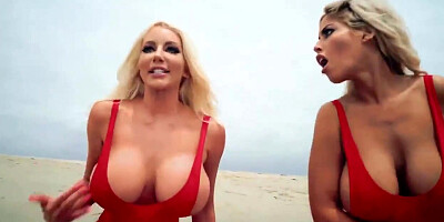 Moustached man fucked Bridgette B and Nicolette Shea