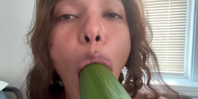 Using A Giant Cucumber To Fuck The Pussy - Lina Paige And Anne Michelle