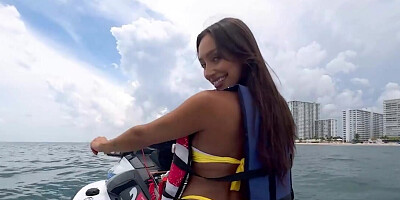 Her jetski instructor gets to fuck her pussy all over too