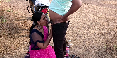 Indian Wife Outdoor Blowjob Licking Fingered and Fucked