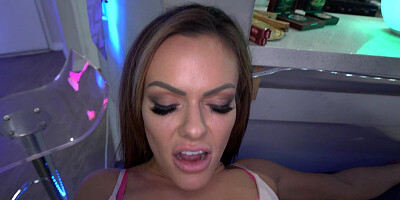 ...Aila Donovan sucks and rides husband's cock with vigorous energy...