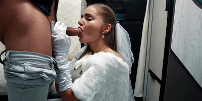 Cutie bride Fibi Euro escapes from wedding to fuck a guy in truck