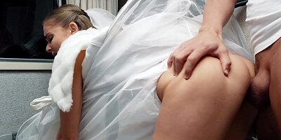 Cutie bride Fibi Euro escapes from wedding to fuck a guy in truck