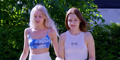 Marvelous towheaded Bernie Svintis gets her taut coochie eaten by dark haired Matty