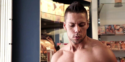 MaskXXX.com - Angelo Godshack's big fat pole wanking in the sex shop solo