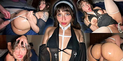 Una Monja Culona Me Quita El Condon Y Me Corro En Su Apretado Coo Cum in Pussy
