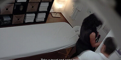 Brunette gets fucked by her masseur and screams she wants more!