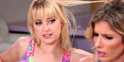 Cute brunette's stepmom Cory Chase seduction and pussy-licking