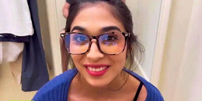 Beautiful College Latina Sucks Dick in Public Dressing Room with Facial