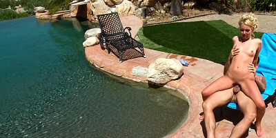 ...Aaliyah Love gets eaten out and pleasantly fucked by the pool...