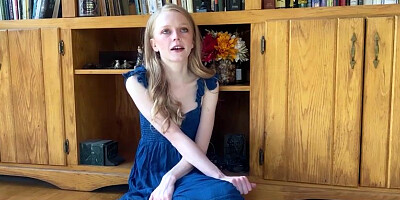 Diminutive platinum-blonde stunner is about to be mischievous in front of the camera, for the very first time