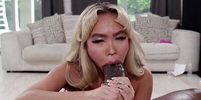 Petite Asian Coed Luna Luxe Takes A Big One