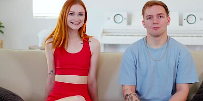 Redhead cutie Scarlet Skies is fucked at the porn casting