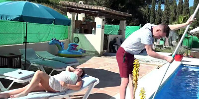 AuntJudysXXX - Rich Horny Cougar JoJo Fucks the Pool Boy & Gets a Creampie