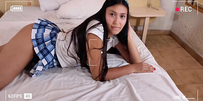 Beautiful In Blue Skirt In Puppy With Stepbrother In Hotel Room