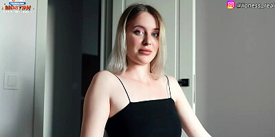 Stepsister Makes Amends with My Dick. Fucking a Russian Bitch with Cum on Pan...