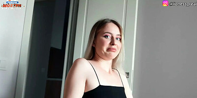 Stepsister Makes Amends with My Dick. Fucking a Russian Bitch with Cum on Pan...