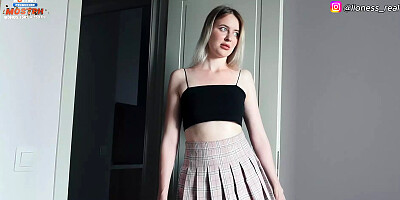 Stepsister Makes Amends with My Dick. Fucking a Russian Bitch with Cum on Pan...