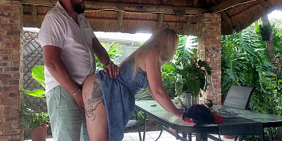 Fucking My Neighbours Wife Creampie On The Patio