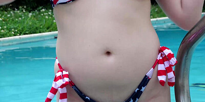 Natural tits teen Brie Viano outdoors plays with tight pussyvv