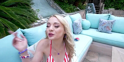 Slutty 4th of July hottie getting her pussy fucked by stepbro