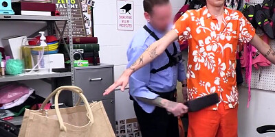 Shoplifter Christie Stevens Gets Plowed By Loss Prevention Officers And Her Own Stepson! (Jack Vegas, Mike Mancini, Johnny Goodluck)