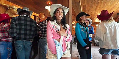 Audrey Black, Bailey Blaze And Claire Black - Western Bar Night Foursome Chaos