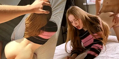 Caring Stepdaughter Gives Her Stepfather a Dick Massage and gets a Creampie i...