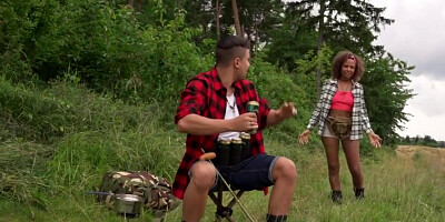 Black Smalltitted Teen 18+ Fingered N Fucked Outdoor Under Tent