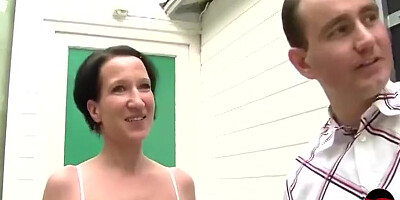 Short Haired Lady From Germany Gets Cum On Her Small Tits