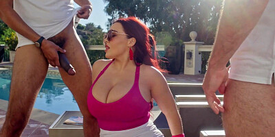 ...Outdoor interracial threesome with whorish BBW Natasha Nice...