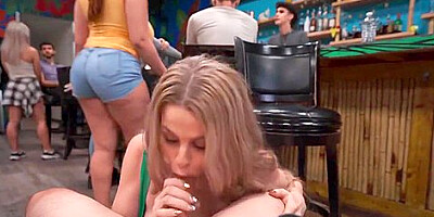 Angel Wave & Berry Mckockiner In Sports Bar Fucking With Big Titted Whore
