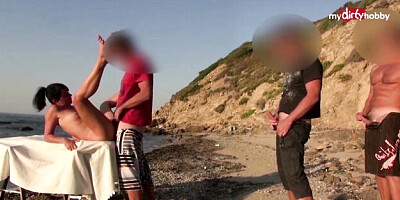 Exciting sweetie at beach movie