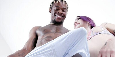 Aesthetic interracial hard fuck with a purple-haired Valerica Steele