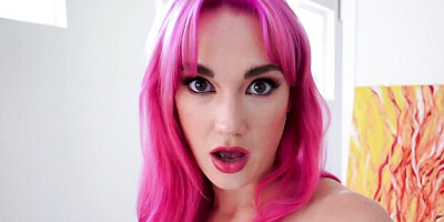 Gorgeous pink-haired hottie Siri Dahl rides on a massive cock