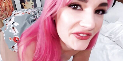 Gorgeous pink-haired hottie Siri Dahl rides on a massive cock