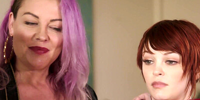 Lusty MILF with big tits tongue fucks handsome lesbian babe