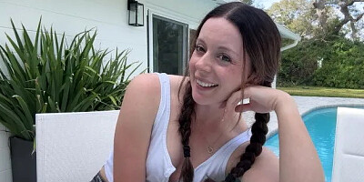 Step Sis Brings Her Vibrator Out to the Pool and Convinces You to Cum Togethe...